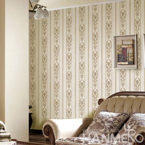 HANMERO Classic European Style Wallcovering Manufacture PVC 0.53 * 10M Vertical Stripes Wallpaper for Study Room Office Factory Price