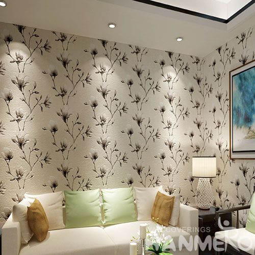 HANMERO Modern Style Nature Beautiful Flowers Suede Wallcovering 0.53 * 10M / Roll Hallways Lobby Decor Foaming Wallpaper