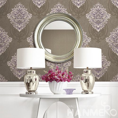 HANMERO Modern 0.53 * 10M Wallpaper Floral Damask Design PVC Deep Embossed Wallcovering Wholesale Prices Children Room Decorative