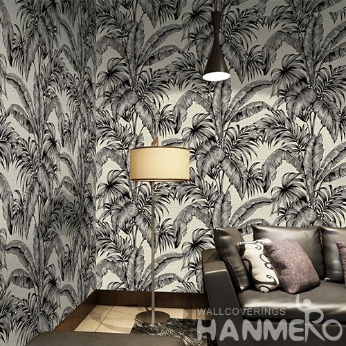 HANMERO Washable Non-woven 0.53 * 10M Wallcovering for Hotels Restaurants Monochrome Flocking Wallpaper Supplier European Style