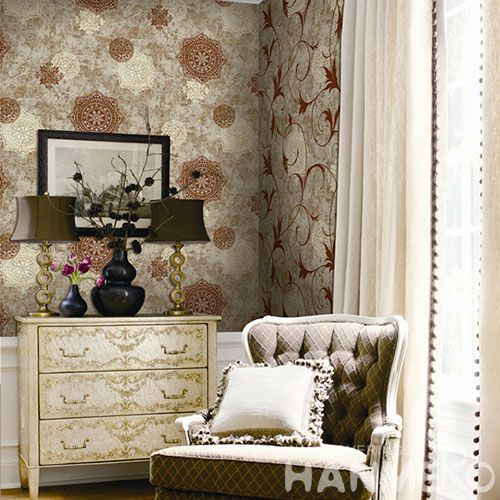 HANMERO Geometric Pattern High Quality Bed Room Nature Texture Non-woven Wallpaper 0.53 * 10M Modern Style Chinese Wallcovering Factory