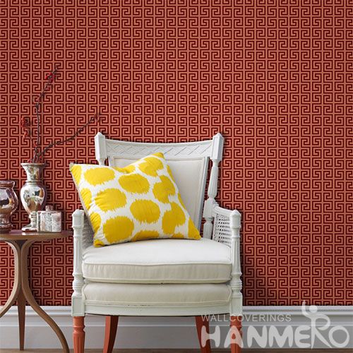 HANMERO Modern Chinese Style Non-woven Wallpaper 0.53 * 10M Red Color Luxury Home Decoration from China Nature Sense