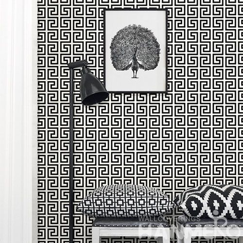HANMERO Nature White Black Color Classic Chinese Style 0.53 * 10M / Roll Non-woven Wallpaper Kids Bed Room Wallcovering on Sale