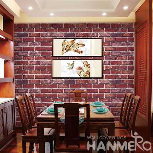HANMERO Modern Style PVC 0.53 * 10M / Roll Stone Wall Wallpaper Chinese Wallcovering Manufacturer CE Certificate
