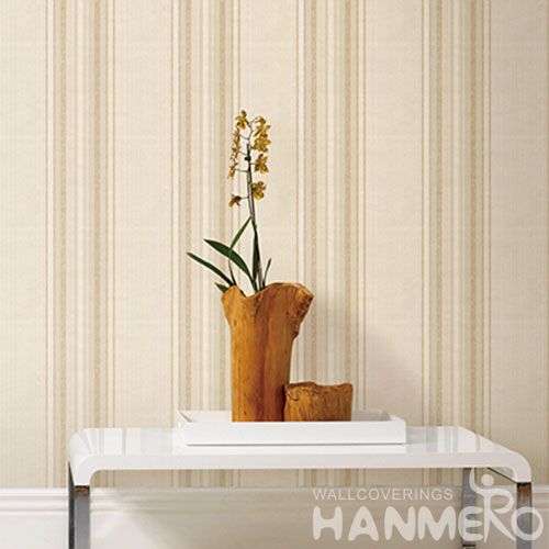 HANMERO PVC 0.53 * 10M Decorative Elegant Yellow Striped Wallpaper Chinese Wallcovering Supplier Room TV Sofa Background