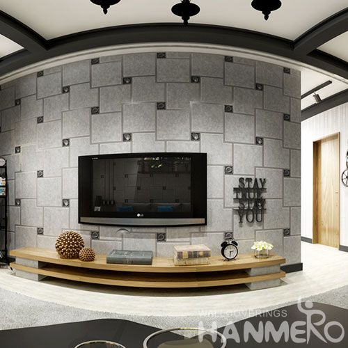 HANMERO Geometric Pattern High Quality Bed Room Natural Suede Wallpaper 0.53 * 10M Modern Style Chinese Wallcovering Factory