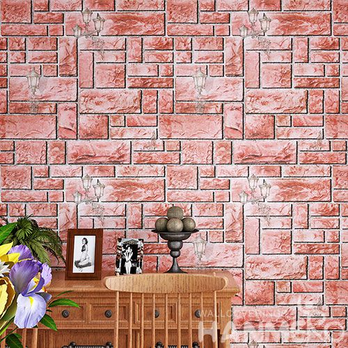 HANMERO PVC 0.53 * 10M Vinyl Wallpaper 3D Stone Design Chinese Wallcovering Supplier for Room TV Sofa Background