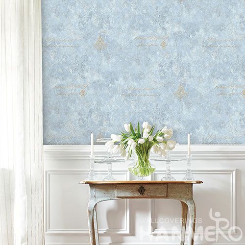 HANMERO Modern Non-woven Embroidery 0.53*10M Blue Wallpaper Supplier From China