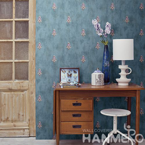 HANMERO Pastoral Embossed Dark Green PVC Wallpaper 0.53*10M/roll Manufacturer For Interior Decoration