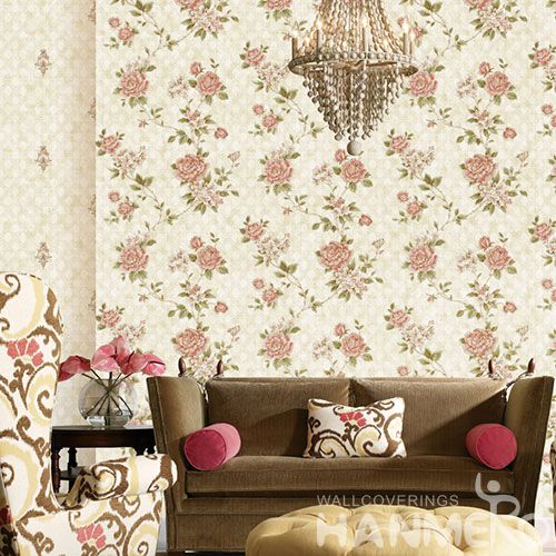 HANMERO Chinese Beautiful Luxury Modern Style Wallpaper Non-woven Natural Flwers Wallcvoering Factory Supplier With SGS CE Certificate