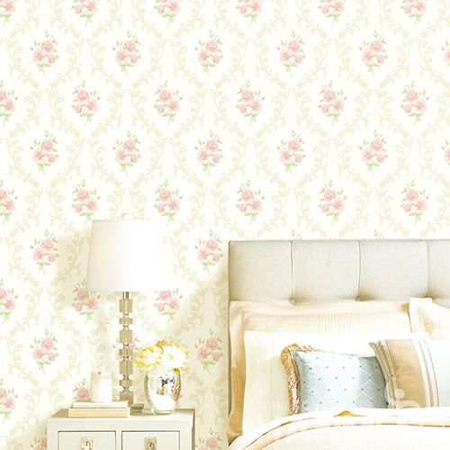 HANMERO European Style Beautiful Red Flowers Pattern Non-woven Wallpaper for Room Wall Decoration Professional Manufacturer