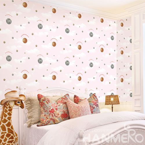 HANMERO Modern Children Room Decorative Wallcovering Chinese Factory Non-woven 0.53 * 10M Basketball Design Wallpaper High Quality