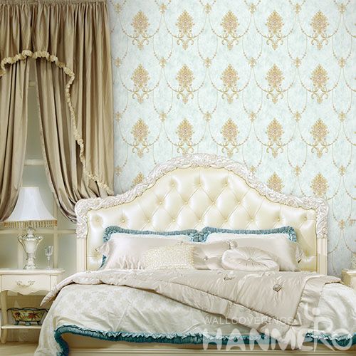 HANMERO Non-woven Yellow New Fashion Classic Pattern Wallpaper for Living Room Bathroom Wall Manufacturer Designer CE Certificate