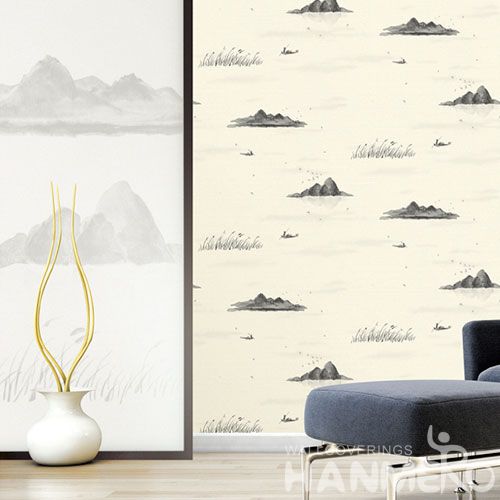 HANMERO Chinese Style Nature Beautiful Landscape Wallcovering 0.53 * 10M / Roll PVC Hallways Lobby Decor Wallpaper