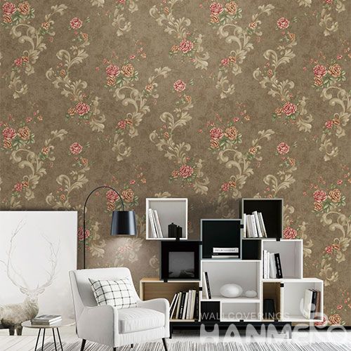 HANMERO Professional Home Wallcovering Europan Style Pin Flowers Design PVC Wallpaper for Interior Household Wall