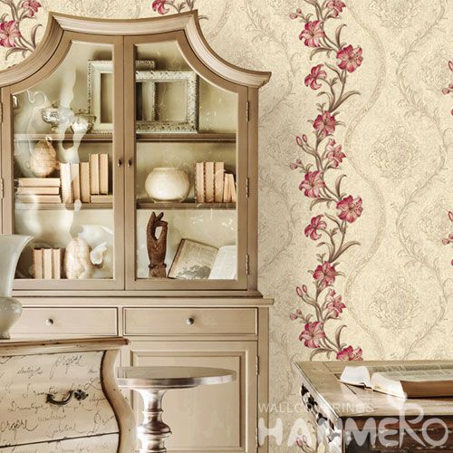 HANMERO Beautiful Flowers Removable 0.53 * 10M PVC Wallpaper European Style for Living Room TV Background Decor in Stock