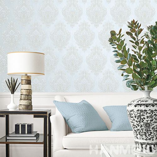 HANMERO Light Blue New Arrival Chinese Wallpaper Contemporary Modern Sofa Background Wall Design Wallcovering Dealer SGS CE Certificate