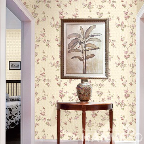 HANMERO Chinese Factory 0.53 * 10M Non-woven Pink Flowers Wallpaper from Professional Wallcovering Dealer Modern Classic Style Best Selling