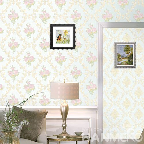 HANMERO Newest Fancy Pink Flowers Design Wallcovering 0.53 * 10M Non-woven Wallpaper for Hotel Nightclub Wall Decor Hot Selling Modern European Style
