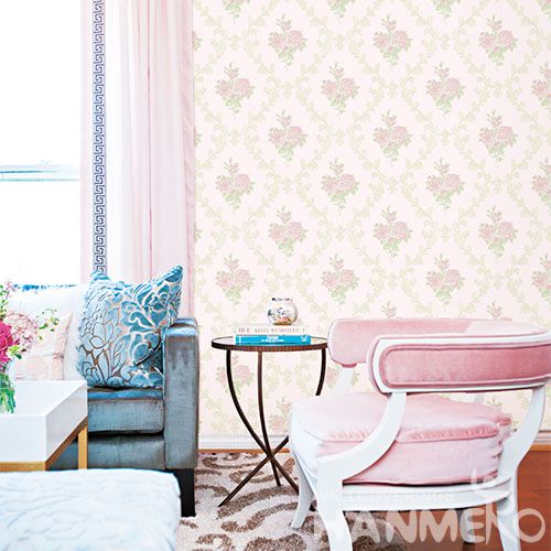 HANMERO Chinese Home interior Modern Luxury Wallpaper Pink Flowers 0.53 * 10M Non-woven Room Decoration Wallcovering Wholesaler from China