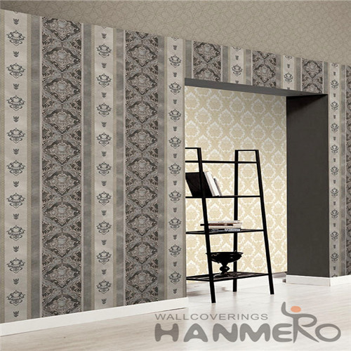 HANMERO Brown Eco-friendly Vinyl-coated PVC Wallcovering Bathroom Bedroom Wall Decor 1.06M Wallpaper European Damask Style
