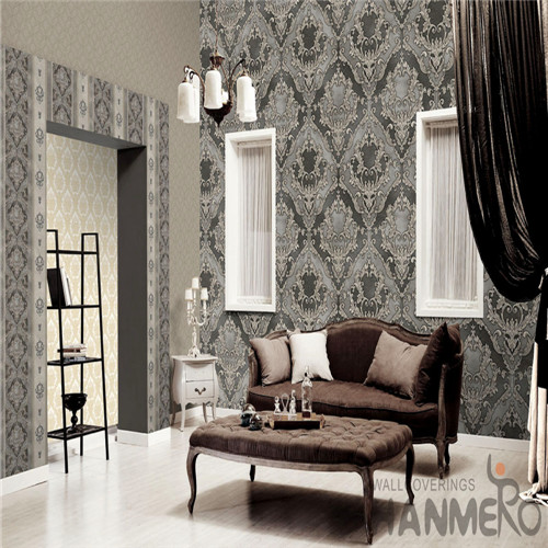 HANMERO Economical Brown Color PVC 1.06M Wallpaper Modern Damask Style on Sale from Chinese Factory Favorable Prices