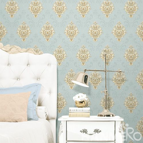 HANMERO Vinyl-coated Vintage PVC Wallcovering Damask Design Deep Embossed Wallpaper for Study Room Decoration Cozy