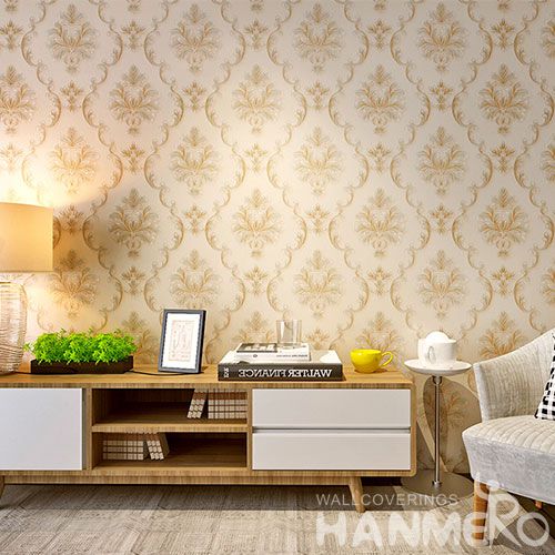 HANMERO Cozy Beige Color Chinese Factory Interior Room Decor Wallcovering Wallpaper PVC 0.53 * 10M Natural Sense