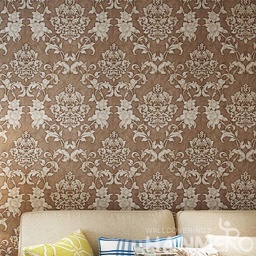HANMERO Brown Color 0.53 * 10M PVC Classic Wallpaper for Living Room Bathroom Wall Manufacturer Designer CE Certificate