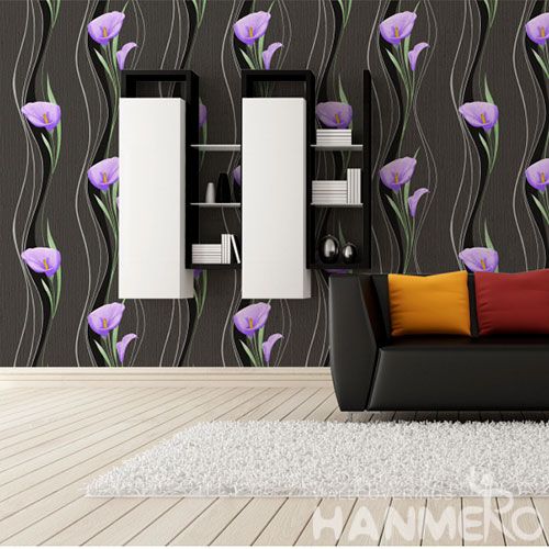 HANMERO Fancy Purple Color Floral Design Beautiful Wallpaper for Walls PVC 0.53 * 10M Modern Kids Room Decor Wallcovering Photo Quality