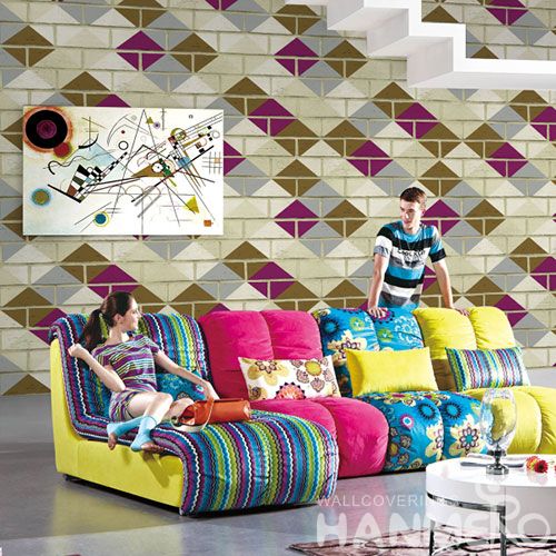 HANMERO Strippable Interior Room Decorating Wallpaper 0.53 * 10M PVC Wallcovering for Sitting Room from Professional Supplier
