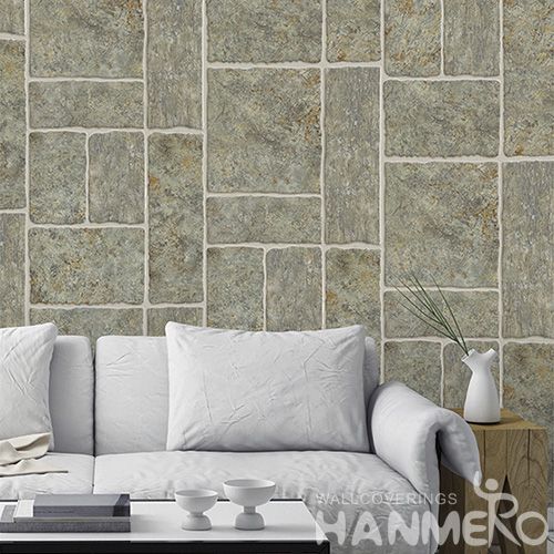 HANMERO Removable Natural Non-woven Paper Wallpaper Stone Textured for Cozy Home Decoration from China