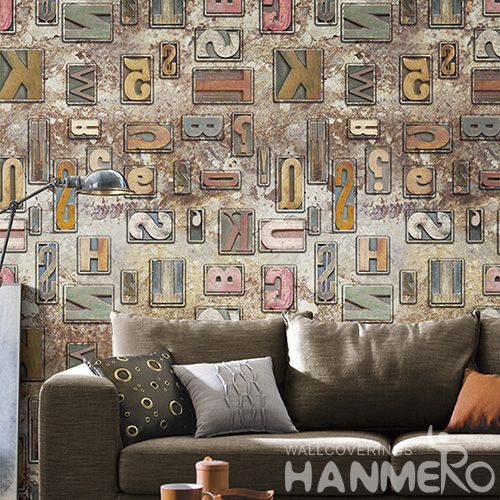 HANMERO New Arrival English Words Design 0.53 * 10M Wallpaper for Nightclub Decoration Manufacturer from China