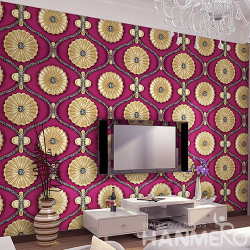 HANMERO Nature Beautiful Gloden Flowers Wallpaper 1.06M PVC Fashion Design Study Room Decor Cozy Wallcovering Best Selling