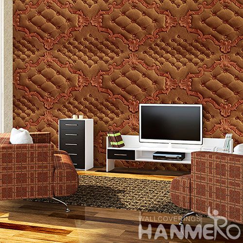 HANMERO 3D PVC 1.06M Korea Design Affordable European Modern Leather Effect Wallpaper for Office Hotels Wallcovering Designer