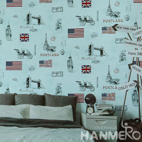 HANMERO 0.53 * 10M PVC Wallpaper Eiffel Tower Design Latest Modern Style Home Livingroom Decoration Chinese Vendor