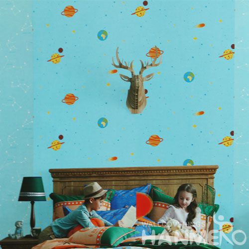 HANMERO Interior Room Decor Wallcovering 0.53 * 10M PVC Blue Living Room Wallpaper High Quality Chinese Factory