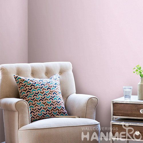 HANMERO Chinese Home interior Modern Wallpaper Pink Pure Color 0.53 * 10M PVC Room Decoration Wallcovering Wholesaler from China