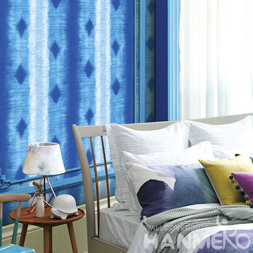 HANMERO Luxury Dark Blue Color PVC 0.53 * 10M Wallpaper Modern European Style for Living Room Bedroom Decor in Stock