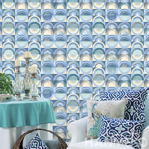 HANMERO Modern Classic Style 0.53 * 10M / Roll Chinese Circles Pattern Wallpaper Wallcovering Distributors Hot Sex for Living Room
