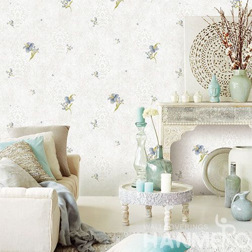HANMERO Beautiful Blue Flowers European Style Non-woven Wallpaper Made in China 0.53 * 10M Photo Quality Home Decoration