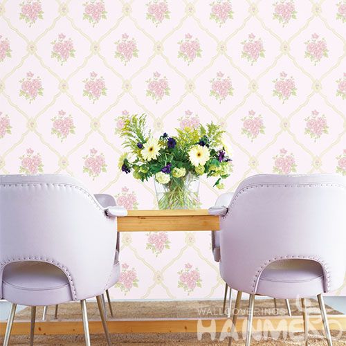 HANMERO Household Living Room Wall Pink Floral Non-woven Wallpaper 0.53 * 10M Best Selling Wallcovering Modern Style