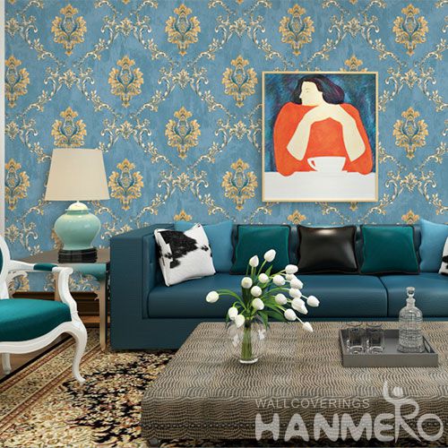  HANMERO 0.53 * 10M PVC Classic Design Wallcovering Factory China Restaurant Kitchen Wall Decor Natural Wallpaper Exporter