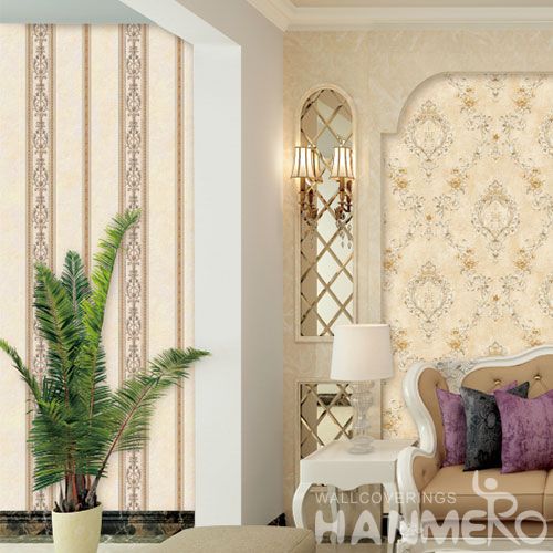 HANMERO Buy Natural Material Striped Wallpaper 0.53 * 10M PVC Bedroom House Decorative Wallcovering Best Prices Photo Quality