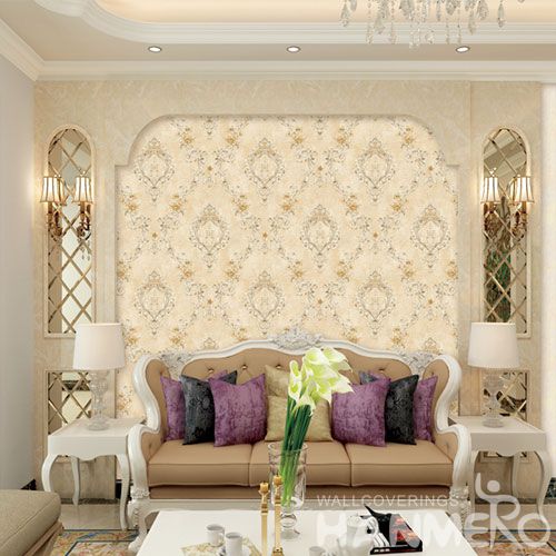 HANMERO Modern European Style Wallcovering Manufacture Natural Sense PVC Flower Wallpaper for Study Room Office Walls