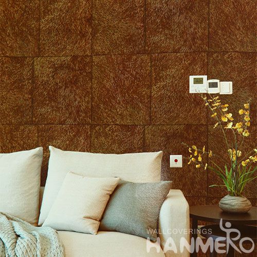 HANMERO Brown Color Best Contemporary Wallcovering 0.53 * 10M / Roll PVC Hallways Lobby Decor Wallpaper Professional