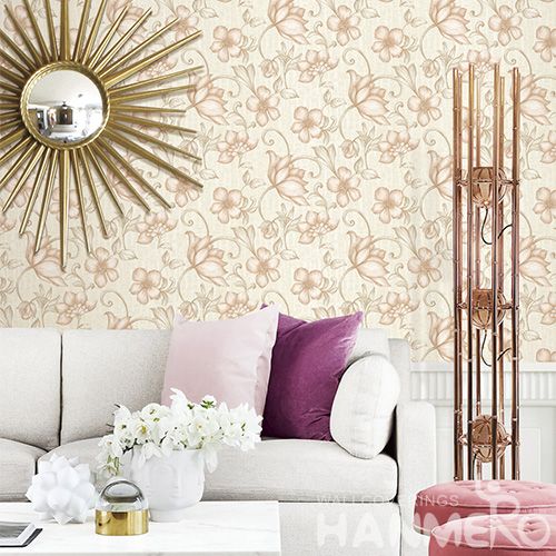 HANMERO Chinese Beautiful Floral Modern Style Wallpaper PVC Deep Embossed Wallcvoering Factory Supplier With SGS CE Certificate