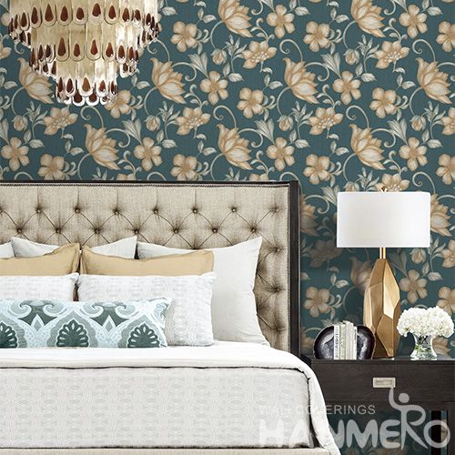 HANMERO Modern Fancy Beatiful Floral Pattern PVC Deep Embossed Wallpaper Sofa Background 0.53 * 10M Wallcovering Factory Supplier