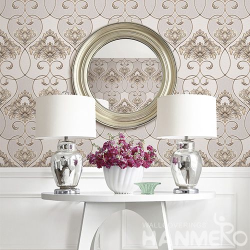 HANMERO China Manufacture Wall Decoration Wallpaper Damask Flowers PVC Wallcovering for Livingroom Bedroom Decor on Sale