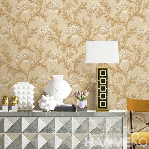 HANMERO Modern European Style Wallcovering Manufacture Natural Plants PVC 0.53 * 10M Wallpaper for Study Room Office Factory Price